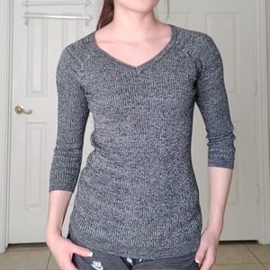 Flawed Sexy Bodycon Form Fitting Knit Space Dye Grey Sweater Top Small XS